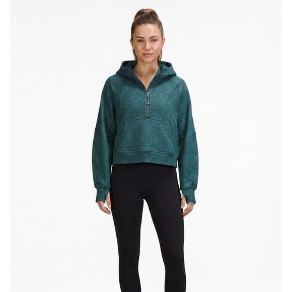lululemon athletica Tops - Lululemon Scuba Oversized Half Zip Hoodie Spark Storm Teal M/L Metallic Rare